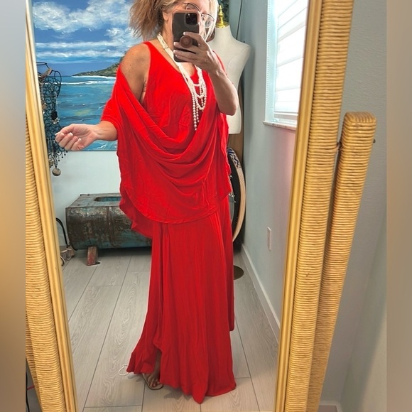 Afghan Blue Sky,Stunning Red,Convertible EUC,Heavier(No Bundles)POCKETS, Size M - Picture 8 of 16